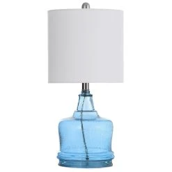 Unbranded Glass Base Table Lamp With White Shade