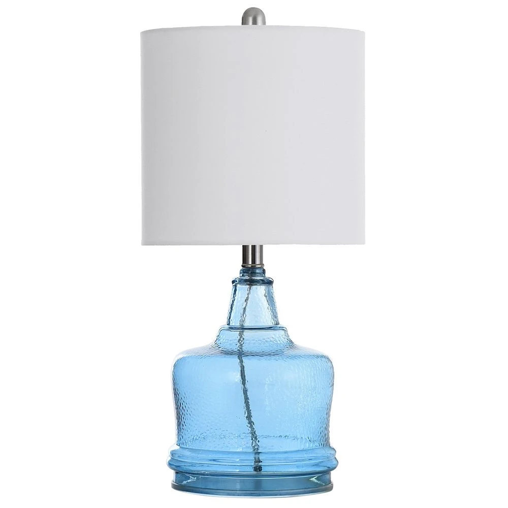 Unbranded Glass Base Table Lamp With White Shade