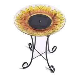 Smart Living Sunflower Glass Solar Birdbath