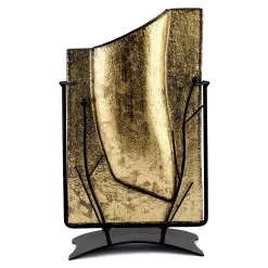 Jasmine Art Glass Gold Rectangular Vase