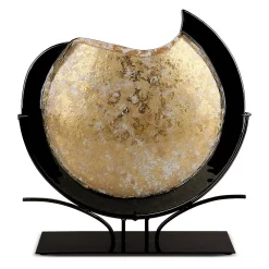 Jasmine Art Glass Gold Round Vase