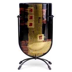 Jasmine Art Glass Multi-Color Mini U Vase With Stand