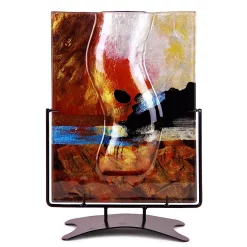 Jasmine Art Glass Rectangular Vase With Stand