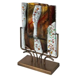 Jasmine Art Glass Rectangular Vase With Stand