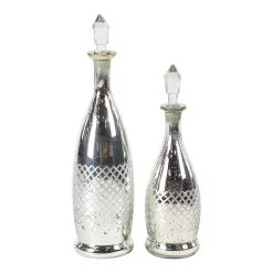Stella & Eve Traditional Silver Glass Bottles With Clear Stoppers