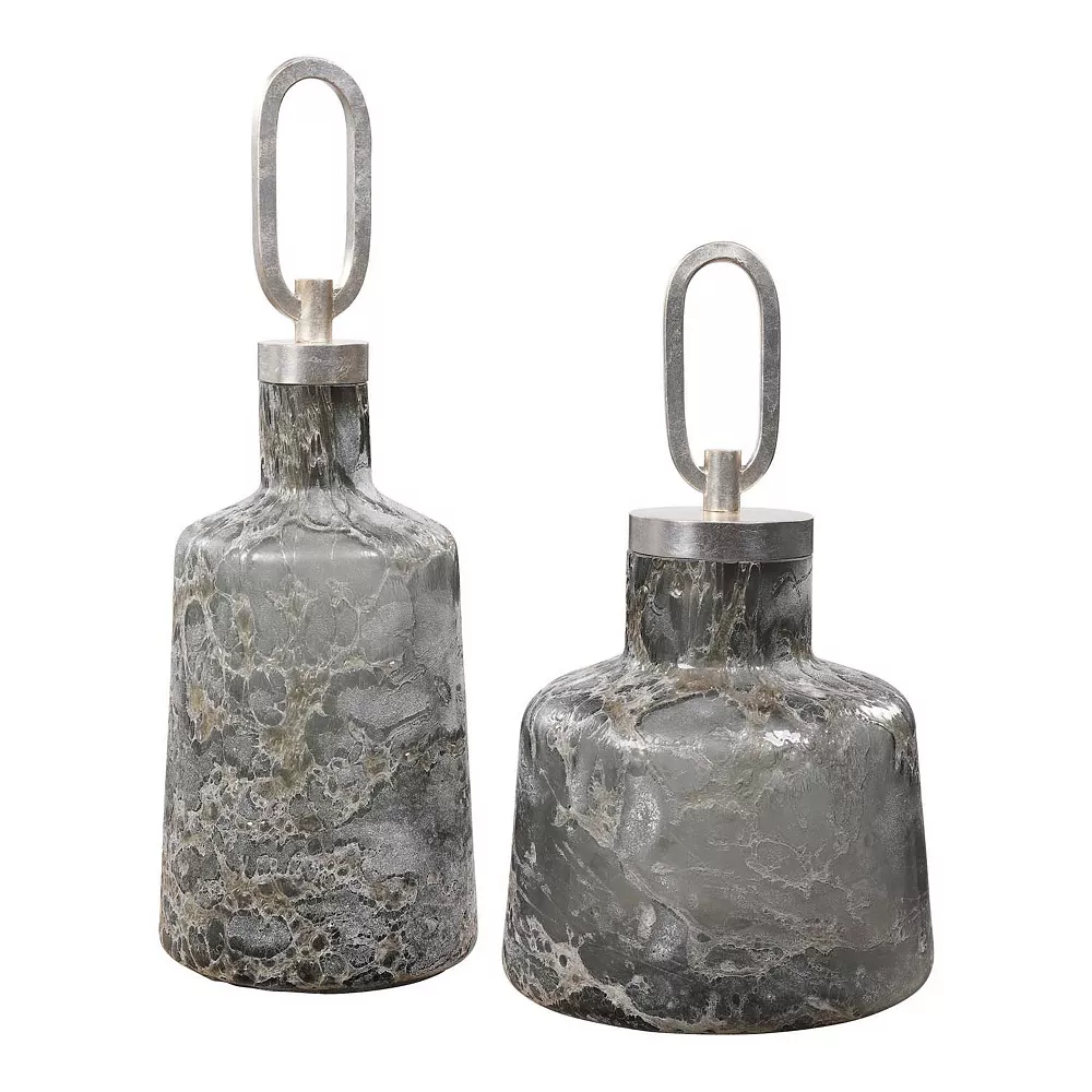Uttermost 2-piece Storm Art Glass Bottles Set