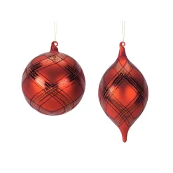 Melrose Glass Plaid Christmas Ornament