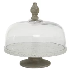 Stella & Eve Round Terrazzo Stand With Glass Cloche Cover