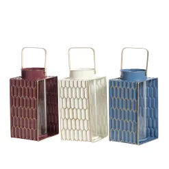 Stella & Eve Contemporary Metal & Glass Lantern 3-piece Set