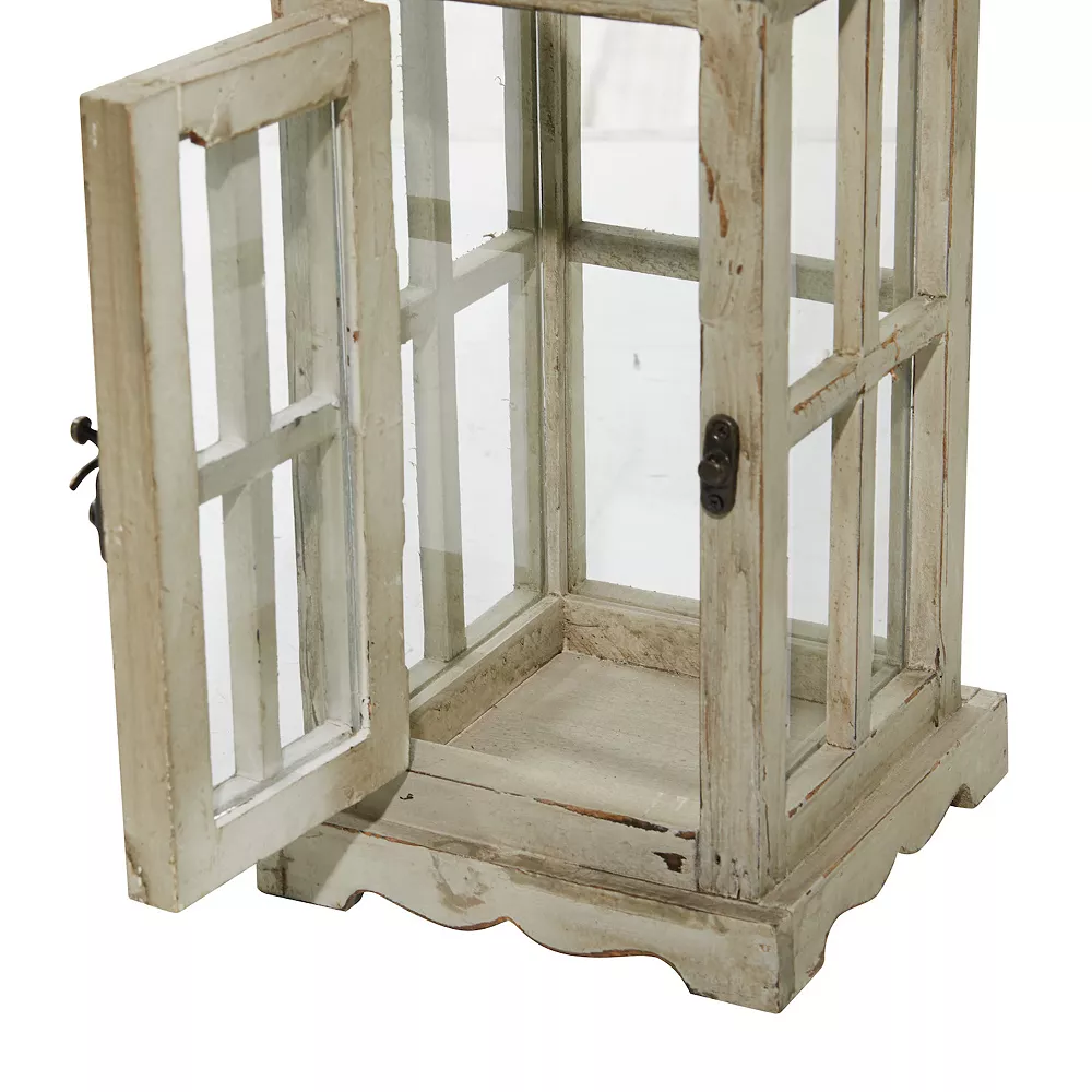 Stella & Eve Large Coastal Wood & Glass Lantern 2-piece Set - Image 6
