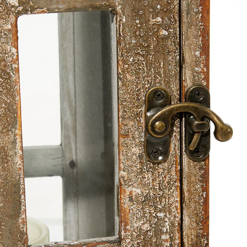 Stella & Eve Tall Distressed Wood Finished Glass Lantern 2-piece Set - Image 5