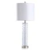 Unbranded Diamond Textured Glass Table Lamp With Brushed Steel Base