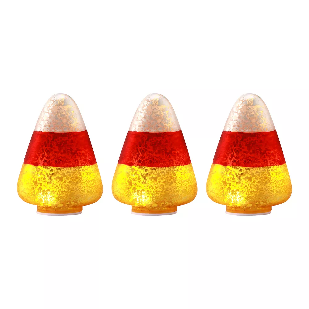 Mr. Halloween Mercury Glass Finish Candy Corn Table Decor 3-piece Set