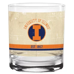 Illinois Fighting Illini 14oz. Vintage Retro Rocks Glass
