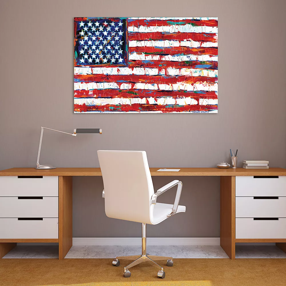 Empire Art Direct Dramatic Stars & Stripes Flag Glass Wall Art - Image 2