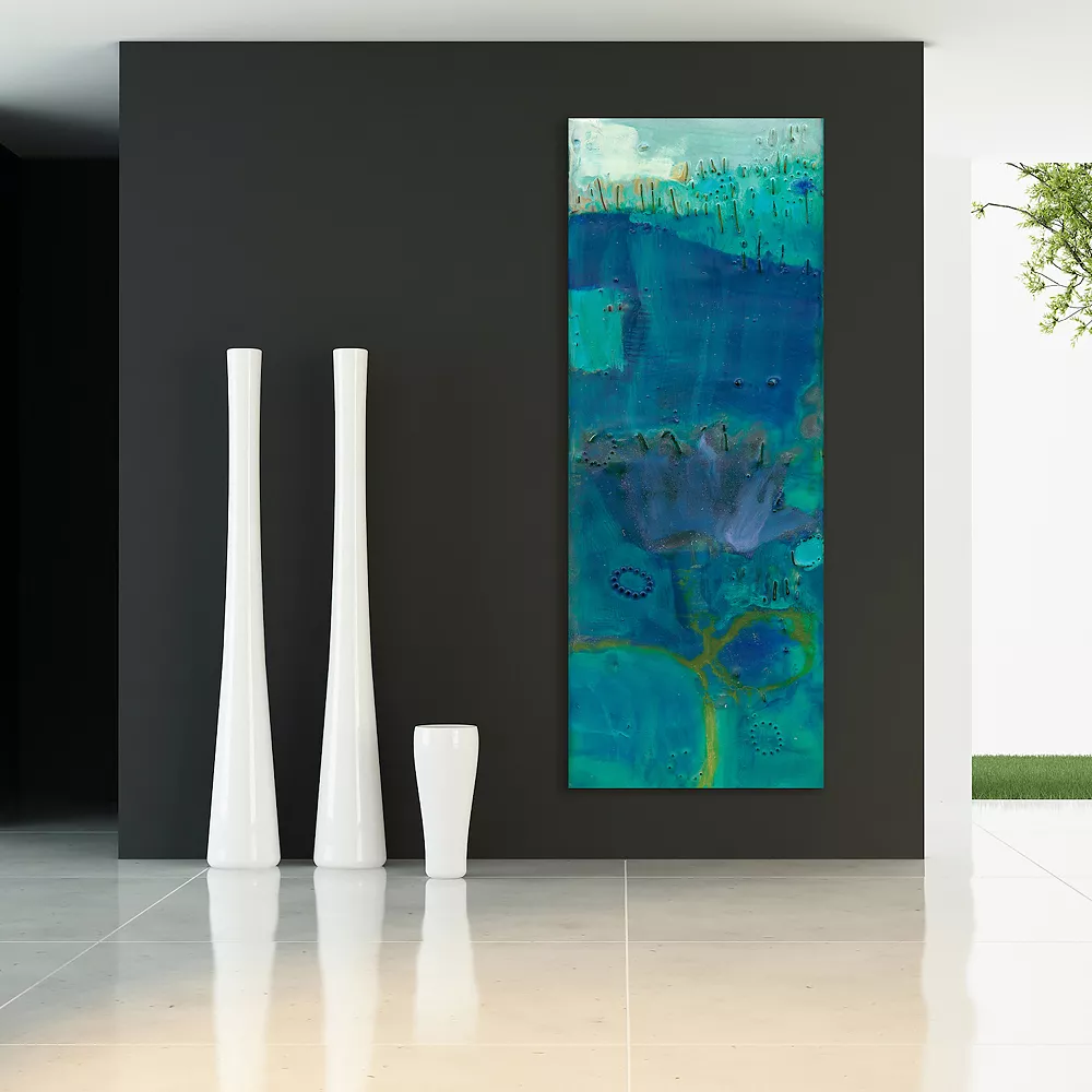Empire Art Direct Reedy Blue III Glass Wall Art - Image 2