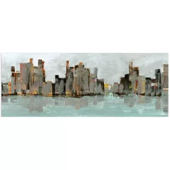 Empire Art Direct Second City Abstract Chicago Skyline Frameless Free Floating Tempered Glass Panel Graphic Wall Art