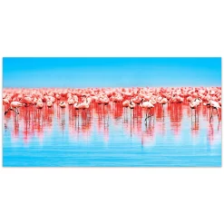 Empire Art Direct Flamingo Flock Glass Wall Art