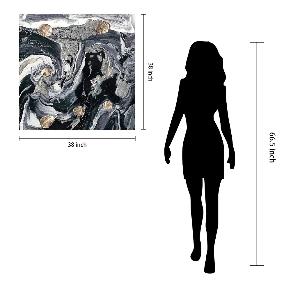 Empire Art Direct Ebony & Ivory B Glass Wall Art - Image 4