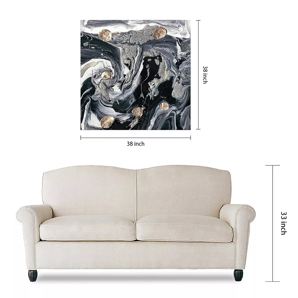 Empire Art Direct Ebony & Ivory B Glass Wall Art - Image 5