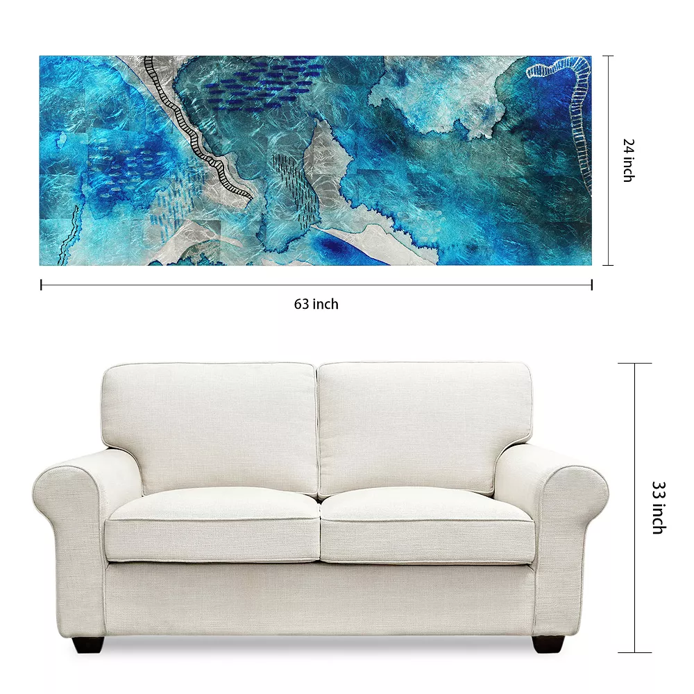Empire Art Direct Subtle Blues A Glass Wall Art - Image 5
