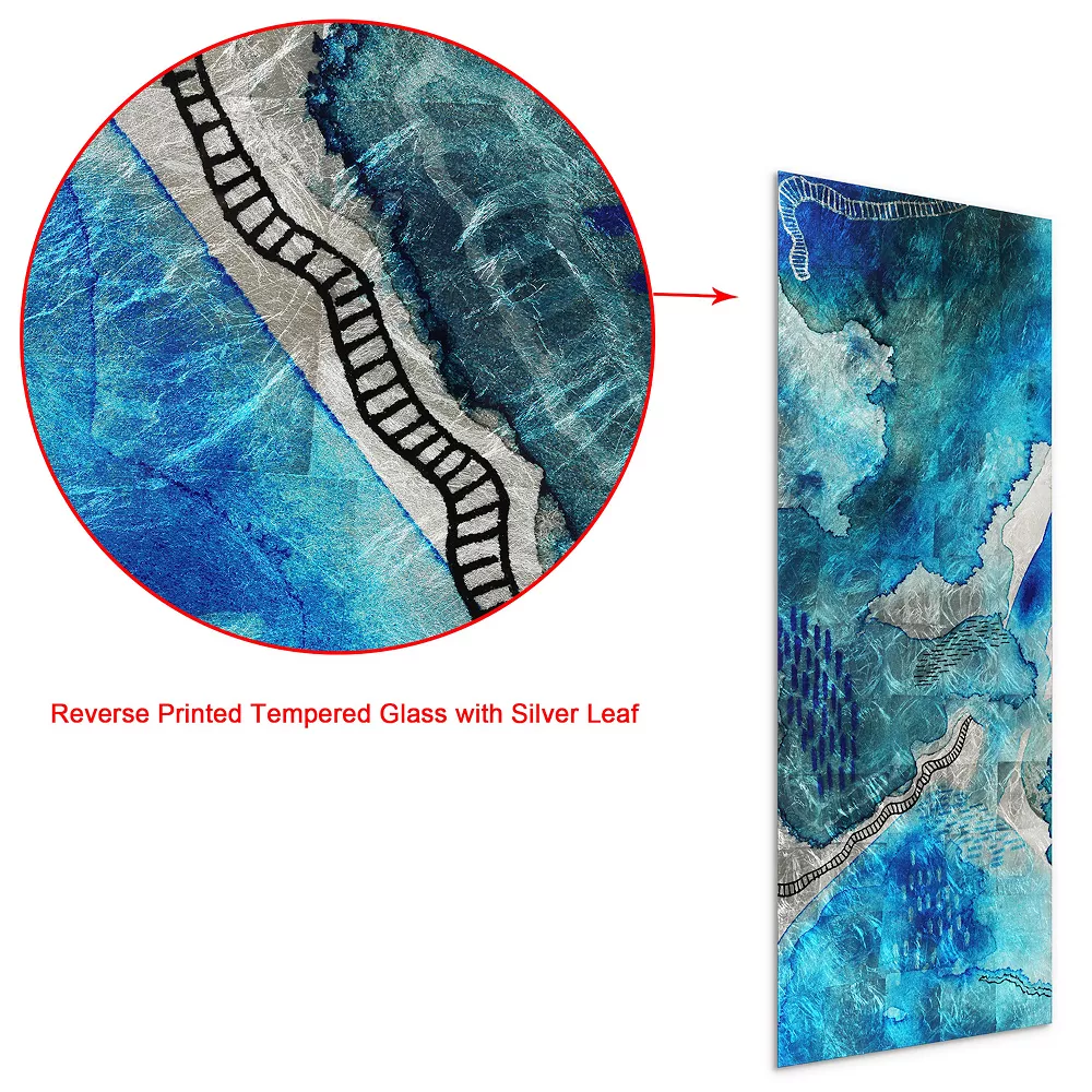 Empire Art Direct Subtle Blues A Glass Wall Art - Image 6