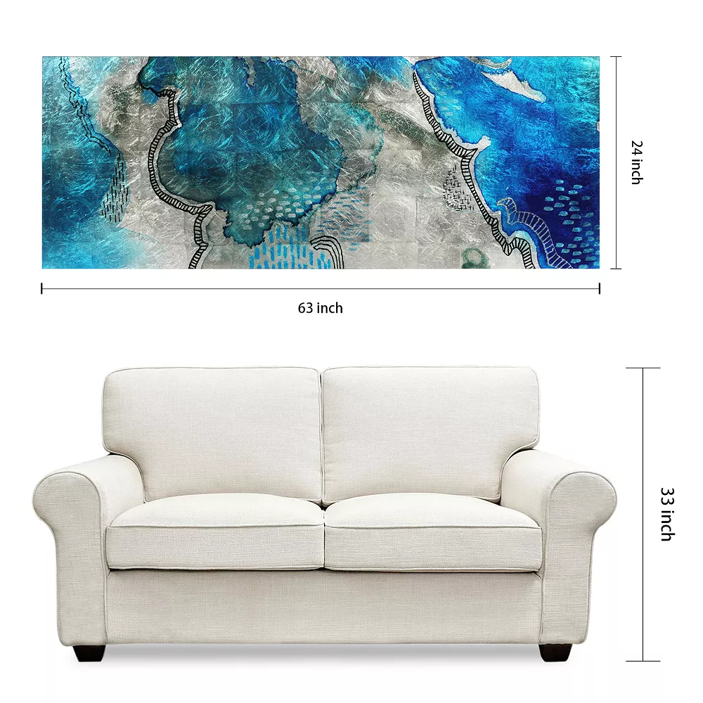 Empire Art Direct Subtle Blues B Glass Wall Art