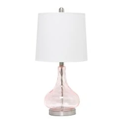 All The Rages Lalia Home Rippled Glass Table Lamp With Fabric Shade - Rose Quartz