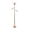 Elegant Designs 3 Light Floor Lamp With Scalloped Glass Shades, Rose Gold