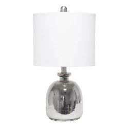 Elegant Designs Silvery Glass Table Lamp With White Shade