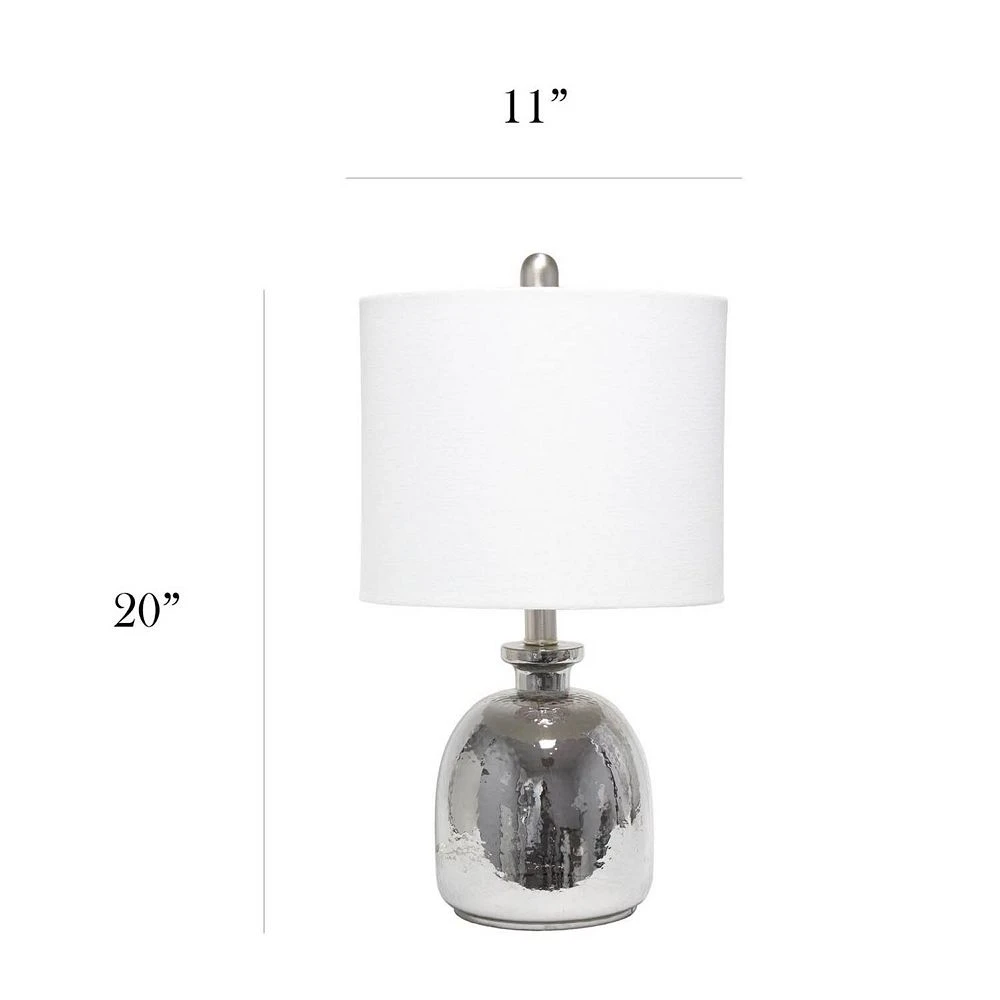 Elegant Designs Silvery Glass Table Lamp With White Shade - Image 4