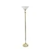 All The Rages Lalia Home Classic 1 Light Torchiere Floor Lamp With Marbleized Glass Shade, Gold