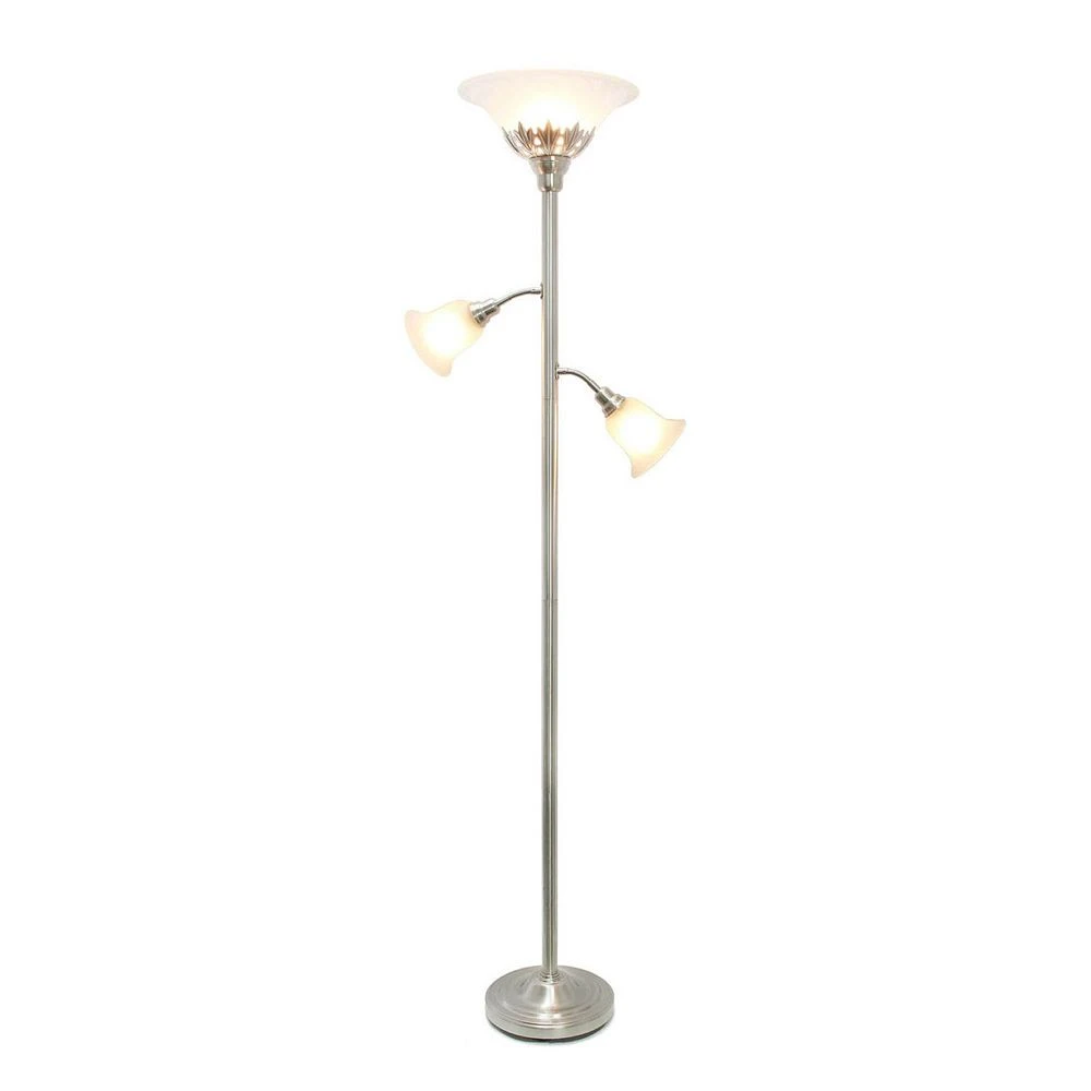 Elegant Designs 3 Light Floor Lamp With Scalloped Glass Shades, Brushed Nickel - Image 2
