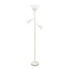 All The Rages Lalia Home Torchiere Floor Lamp With 2 Reading Lights And Scalloped Glass Shades, White