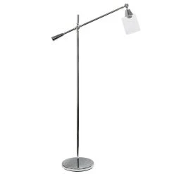 All The Rages Lalia Home Swing Arm Floor Lamp With Clear Glass Cylindrical Shade, Chrome
