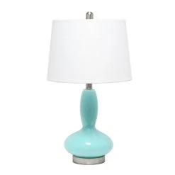 All The Rages Lalia Home Glass Dollop Table Lamp With White Fabric Shade, Seafoam