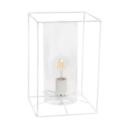 All The Rages Lalia Home White Framed Table Lamp With Clear Cylinder Glass Shade, Large