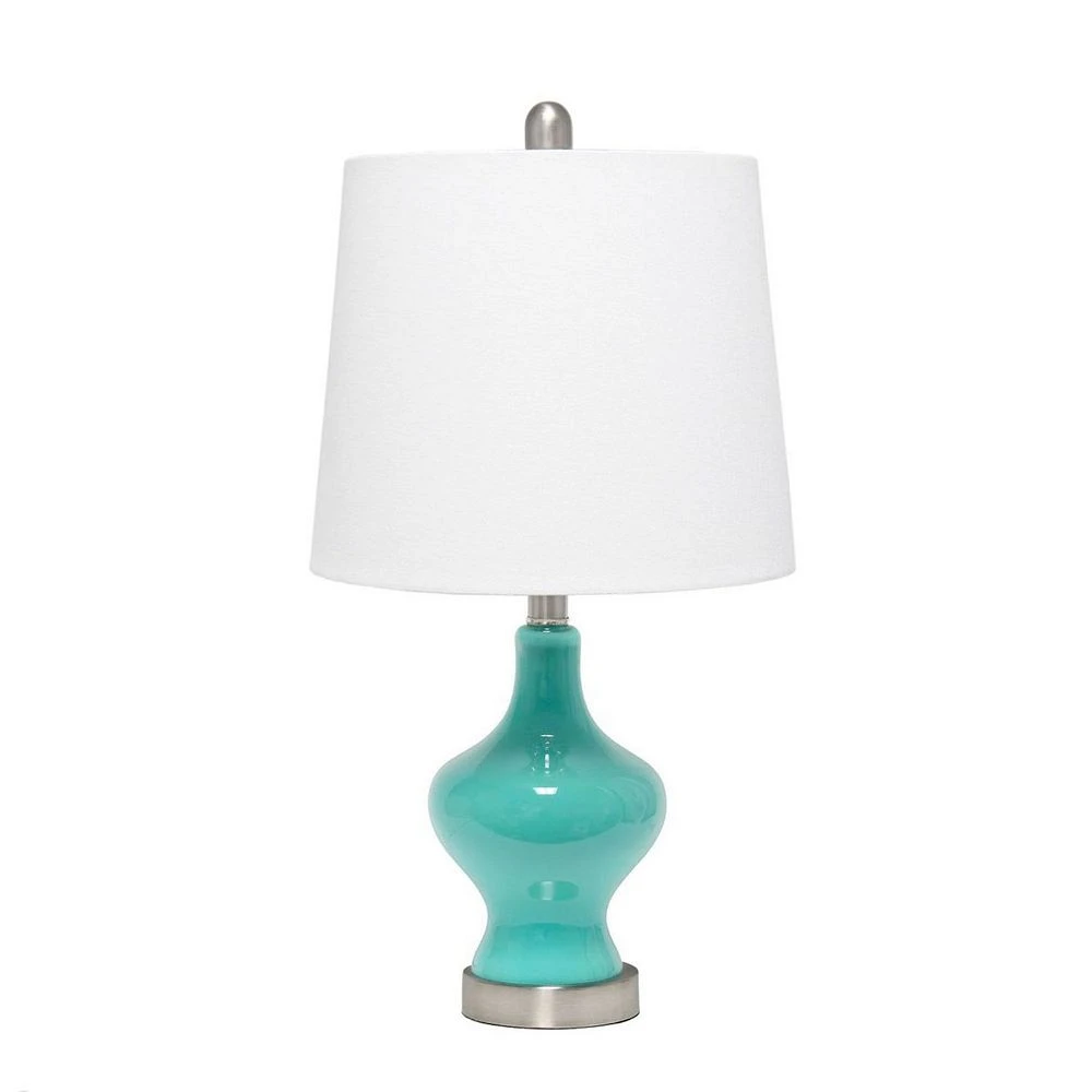 Elegant Designs Glass Gourd Shaped Table Lamp, Teal