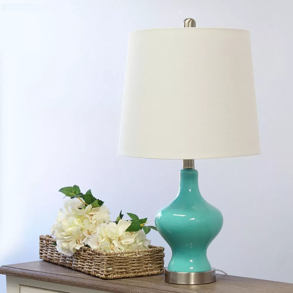 Elegant Designs Glass Gourd Shaped Table Lamp, Teal - Image 4