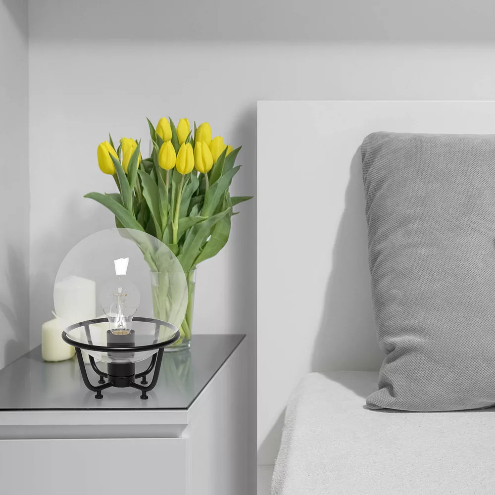 All The Rages Lalia Home Old World Globe Glass Table Lamp, Matte Black - Image 3