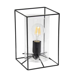 All The Rages Lalia Home Black Framed Table Lamp With Clear Cylinder Glass Shade, Small