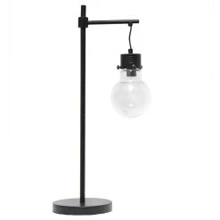 All The Rages Lalia Home Black Matte 1 Light Beacon Table Lamp With Clear Glass Shade