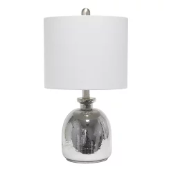 Elegant Designs Silvery Glass Table Lamp With Light Gray Shade