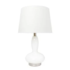 All The Rages Lalia Home Glass Dollop Table Lamp With White Fabric Shade, White