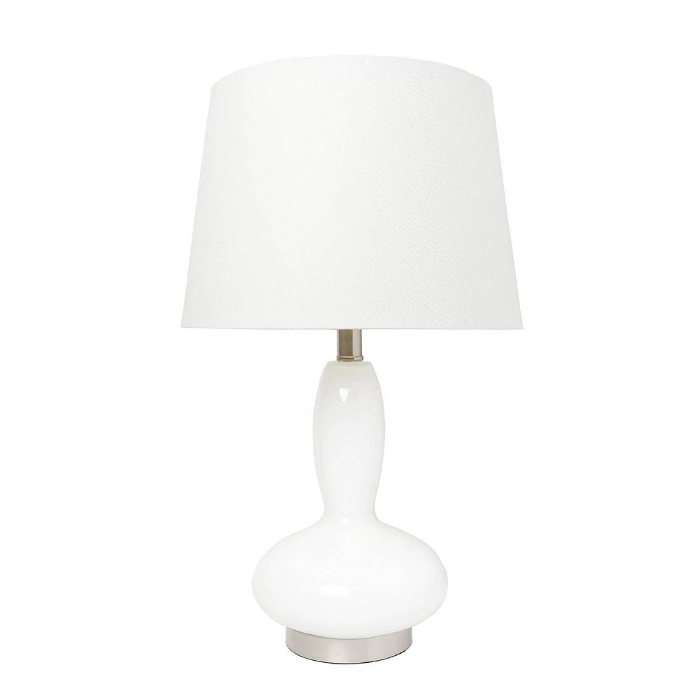 All The Rages Lalia Home Glass Dollop Table Lamp With White Fabric Shade, White