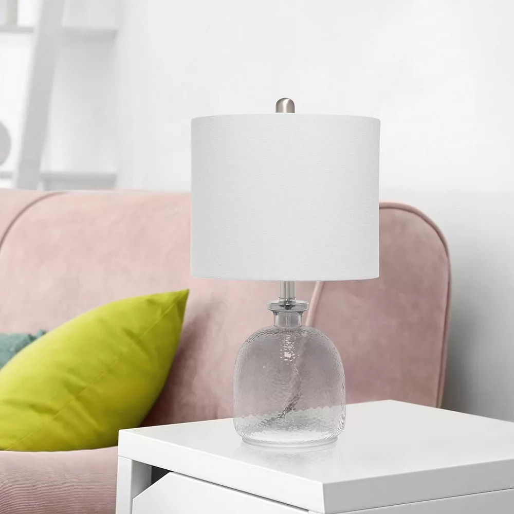 All The Rages Lalia Home Smokey Gray Hammered Glass Jar Table Lamp With Gray Linen Shade - Image 3