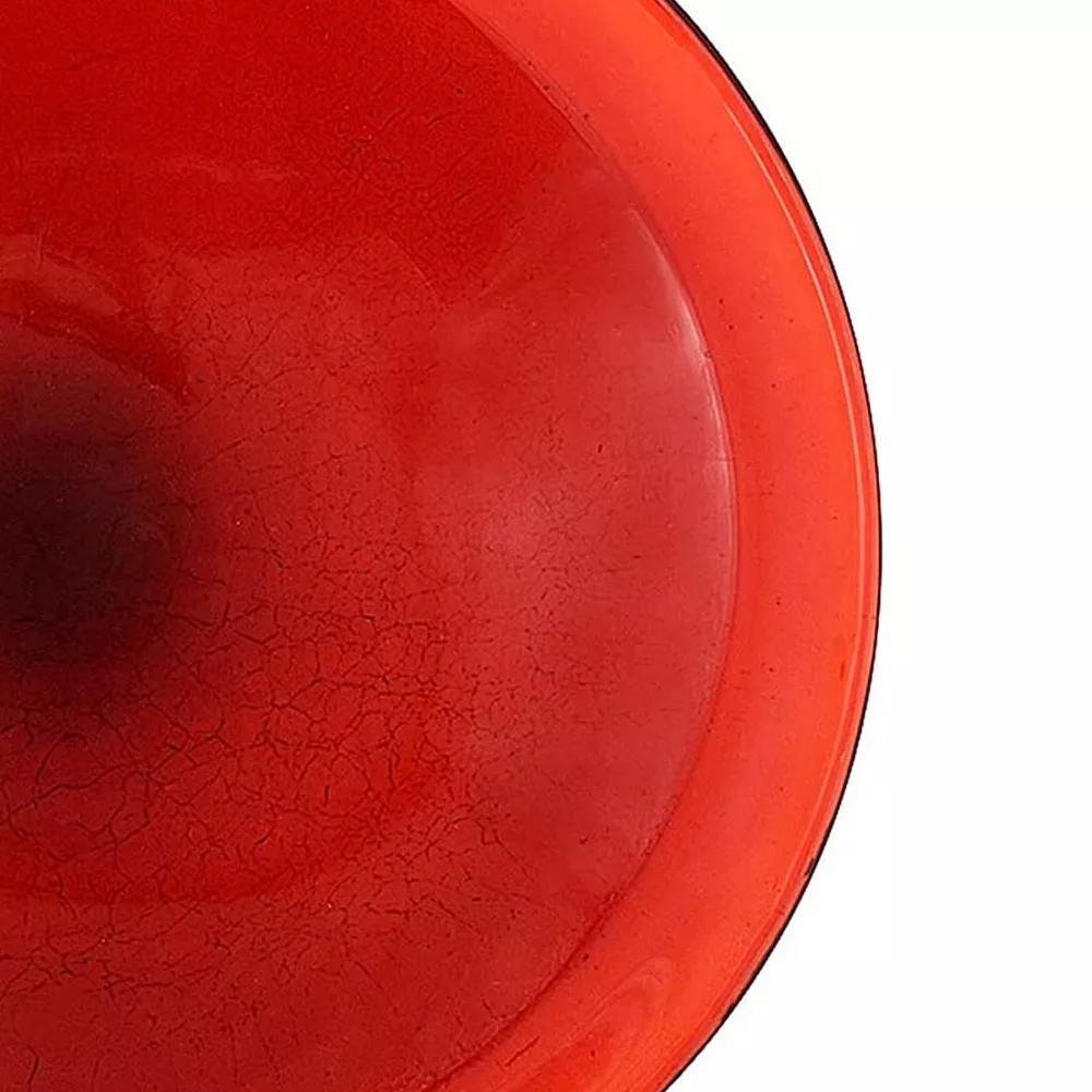 Achla Designs Hand Blown Crackle Glass Garden Birdbath With Tripod Stand, Red - Image 3