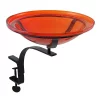 Achla Designs Crackle Glass Bowl Birdbath Decoration With Rail Mount, Tomato Red