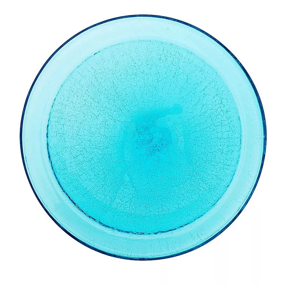 Achla Designs Hand Blown Crackled Glass Garden Birdbath Bowl, 12 Inch, Teal