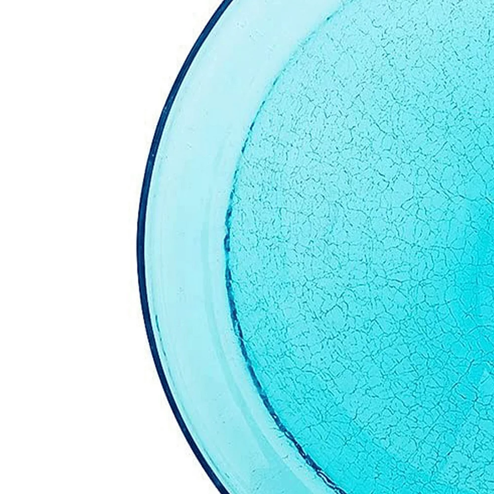 Achla Designs Hand Blown Crackled Glass Garden Birdbath Bowl, 12 Inch, Teal - Image 2